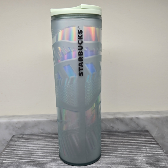Starbucks Other - 2021 Starbucks Tumbler 16oz Mint Frosted Ribbon Tumbler Grande Size Hot or Cold
